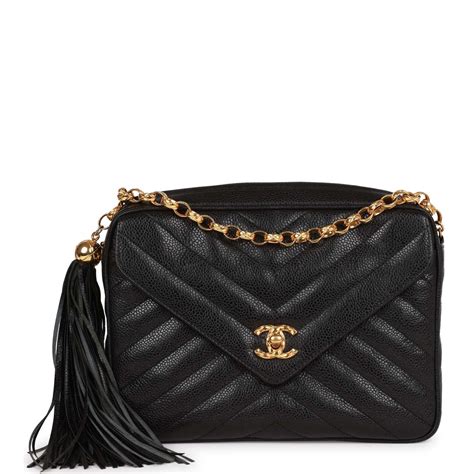 Chanel Vintage Caviar Chevron Camera Bag 